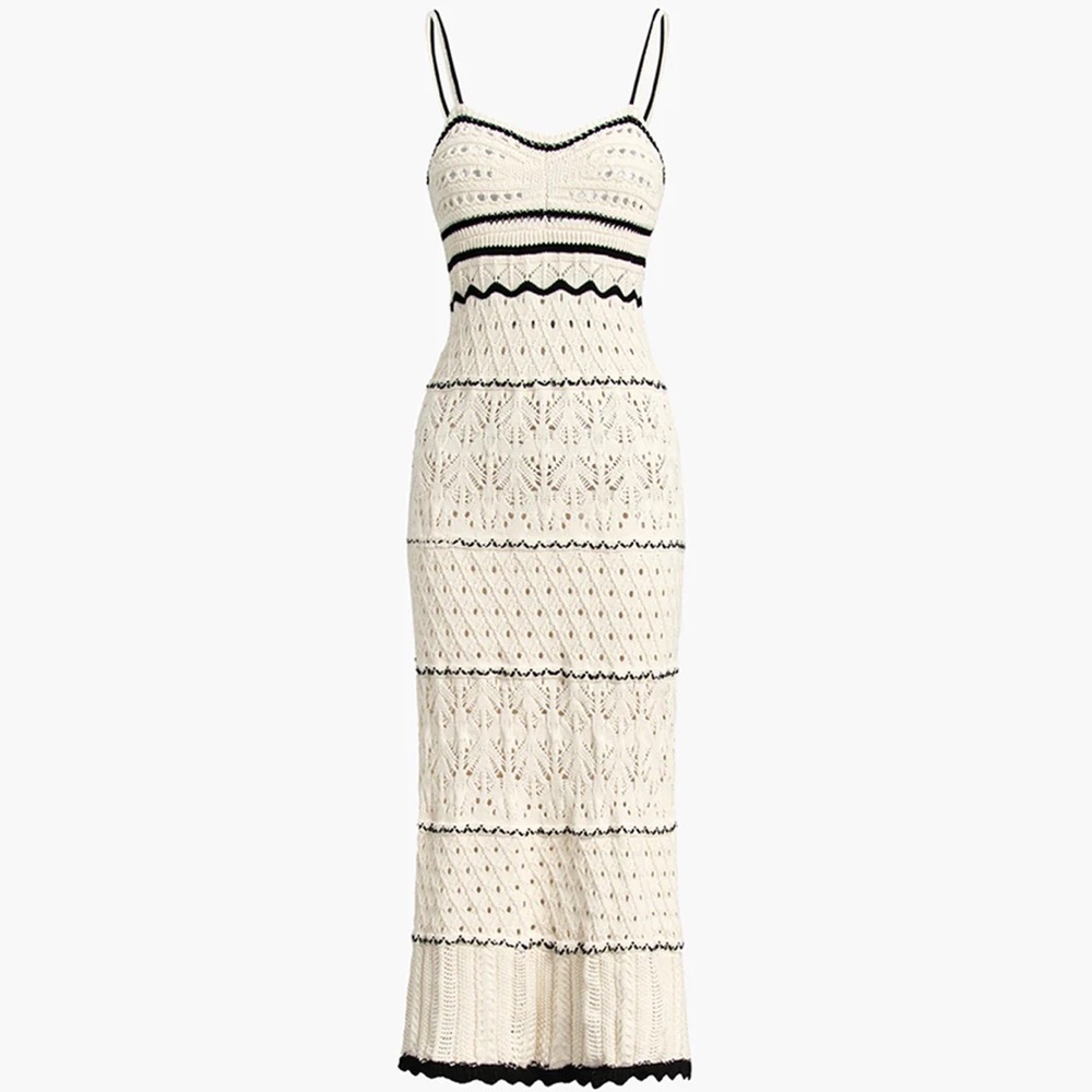 Commense Paros Crochet Eyelet See Through Midi Dress